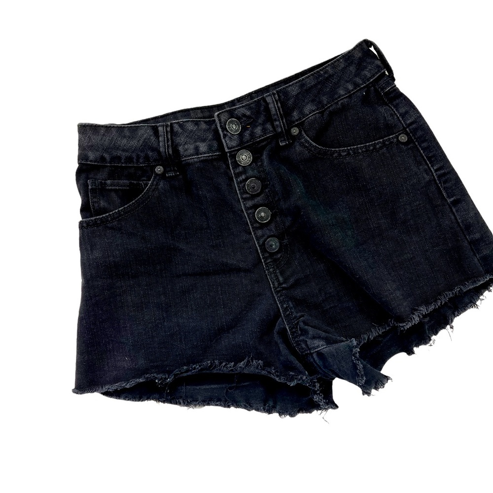 Super High Rise Wedge Black Denim Shorts Size Jr. 5